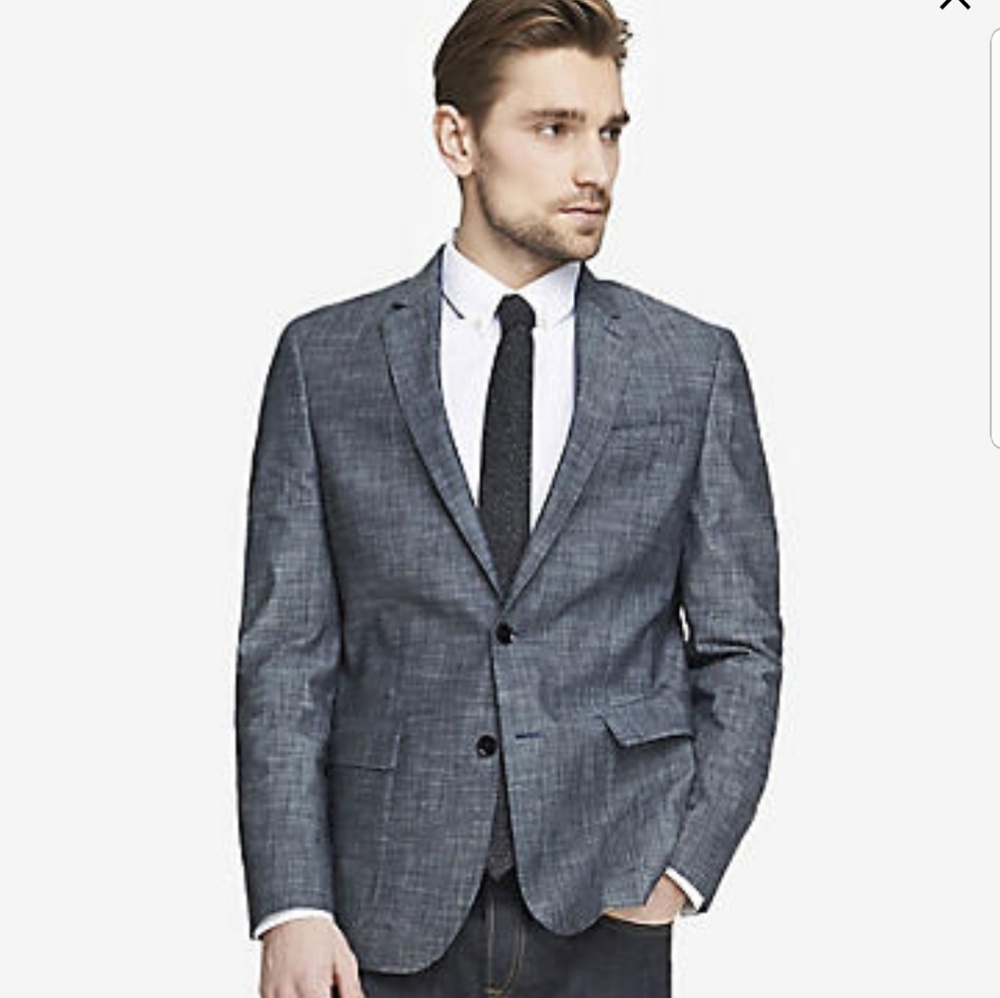 Express slim photographer chambray navy blazer